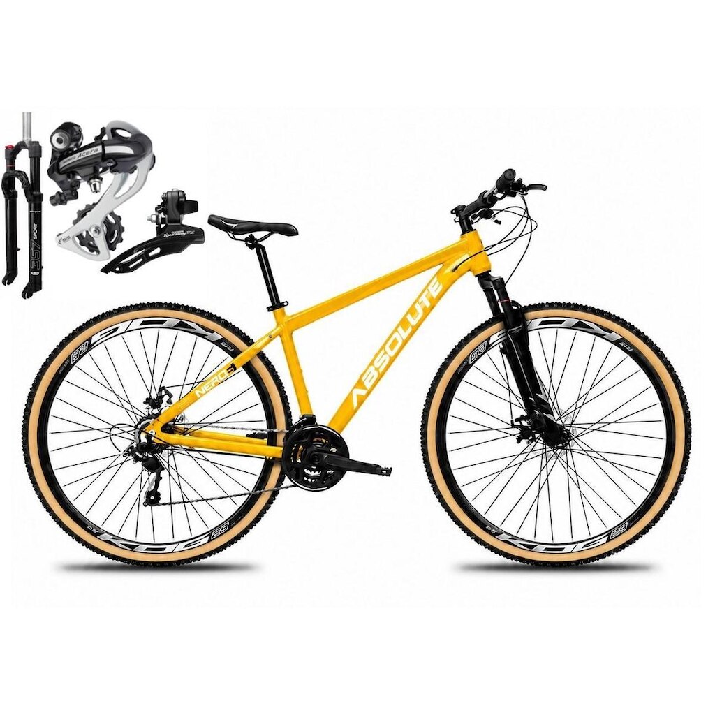 Bicicleta Aro 29 Absolute Nero 6 Câmbio Shimano Acera K7 24v Garfo com Trava Freio a Disco