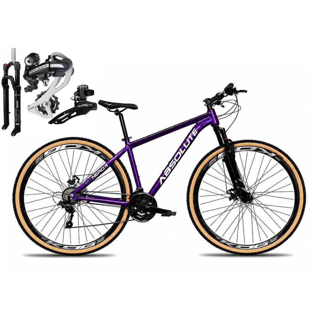 Bicicleta Aro 29 Absolute Nero 6 Câmbio Shimano Acera K7 24v Garfo com Trava Freio a Disco
