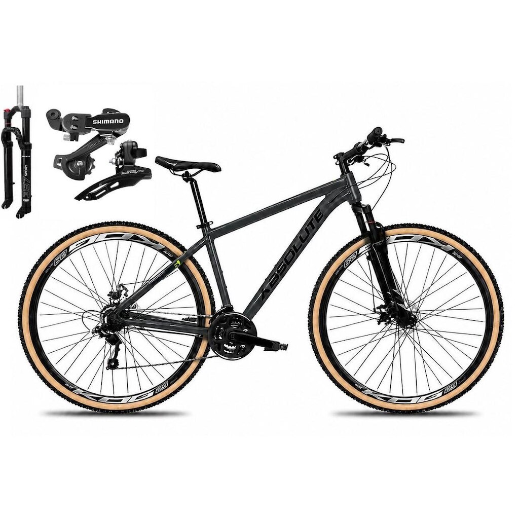 Bicicleta Aro 29 Absolute Nero 6 Câmbios Shimano 24v Alumínio Garfo com Trava Mountain Bike