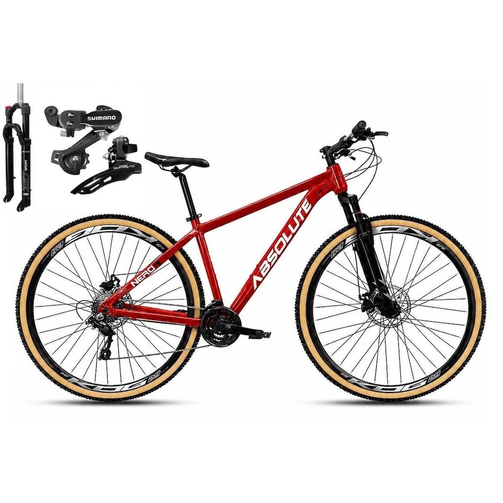 Bicicleta Aro 29 Absolute Nero 6 Câmbios Shimano 24v Alumínio Garfo com Trava Mountain Bike