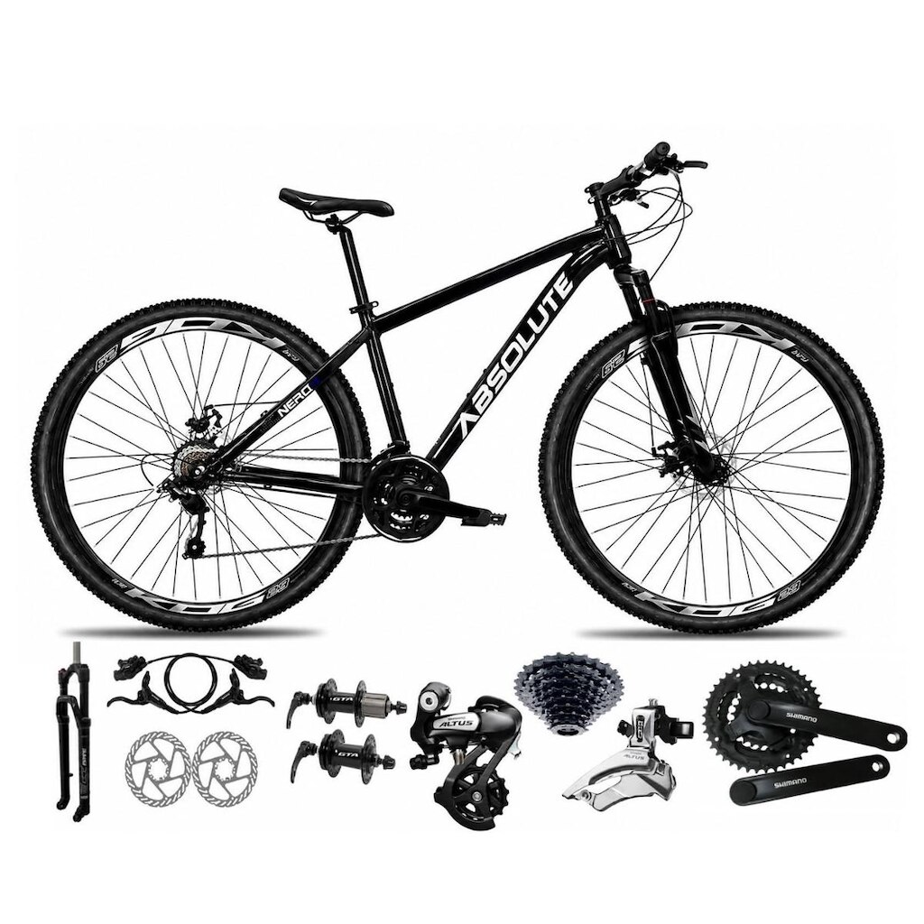 Bicicleta Aro 29 Absolute Nero 6 Câmbios Shimano Altus 24v Alumínio Freios Hidráulicos Garfo c Trava