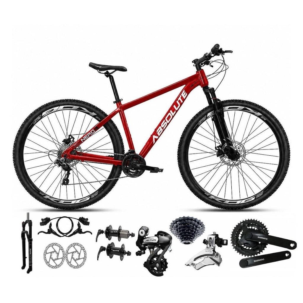 Bicicleta Aro 29 Absolute Nero 6 Câmbios Shimano Altus 24v Alumínio Freios Hidráulicos Garfo c Trava