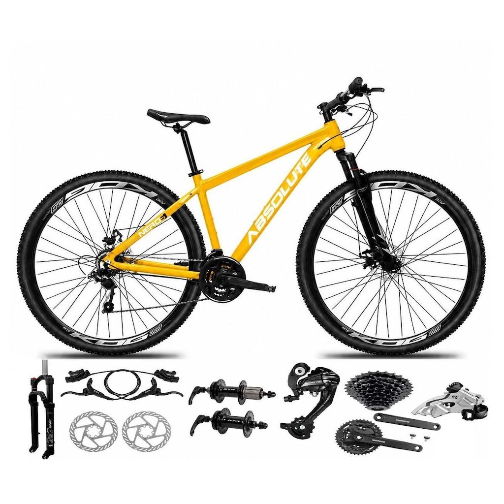 Bicicleta Aro 29 Absolute Nero 6 Câmbios Shimano Altus 27v Freios Hidráulico K7 Garfo c/ Trava