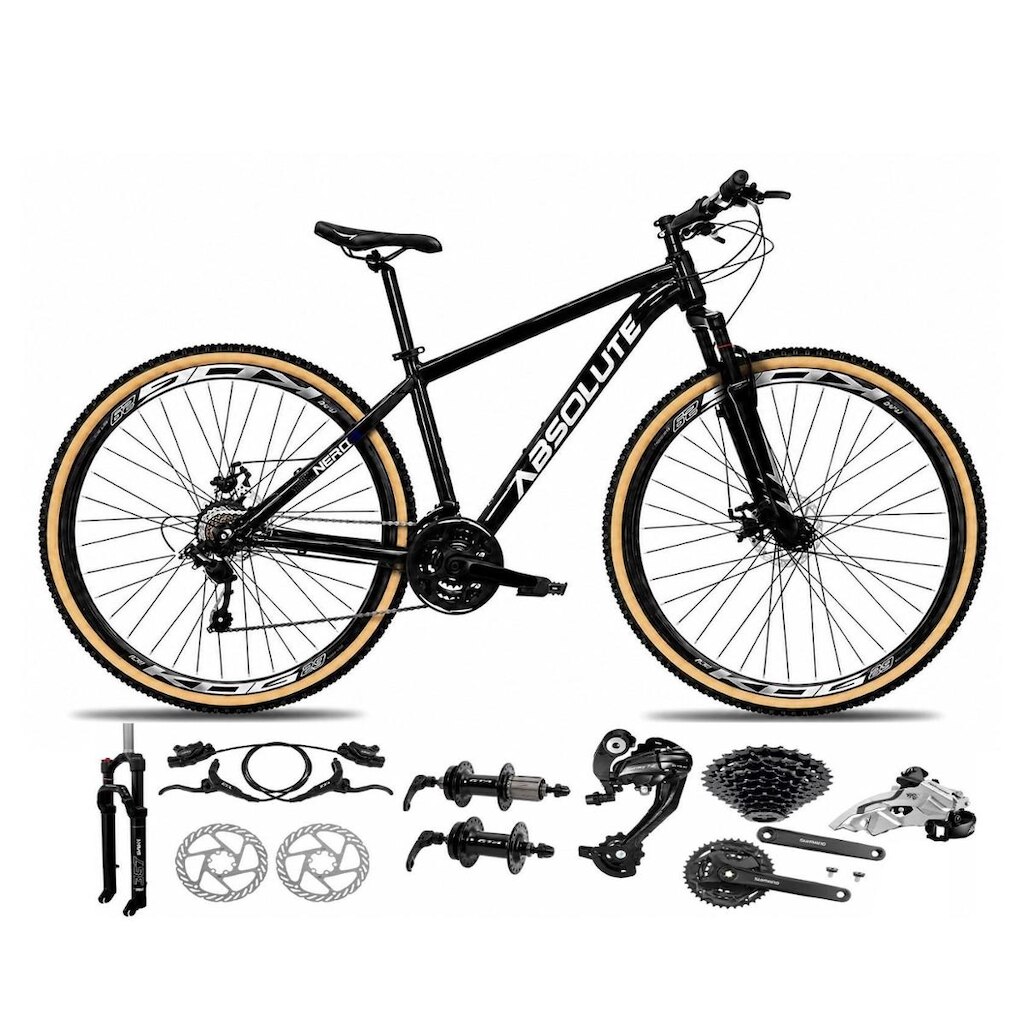 Bicicleta Aro 29 Absolute Nero 6 Câmbios Shimano Altus 27v K7 Freios Hidráulico Garfo c/ Trava