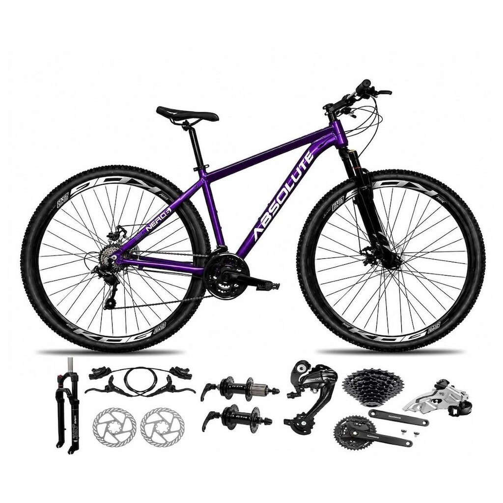 Bicicleta Aro 29 Absolute Nero 6 Câmbios Shimano Altus 27v K7 Freios Hidráulico Garfo c/ Trava