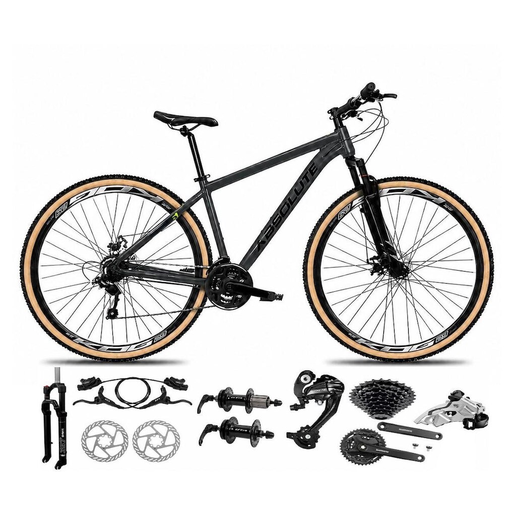 Bicicleta Aro 29 Absolute Nero 6 Câmbios Shimano Altus K7 Freios Hidráulico Garfo c/ Trava 24v