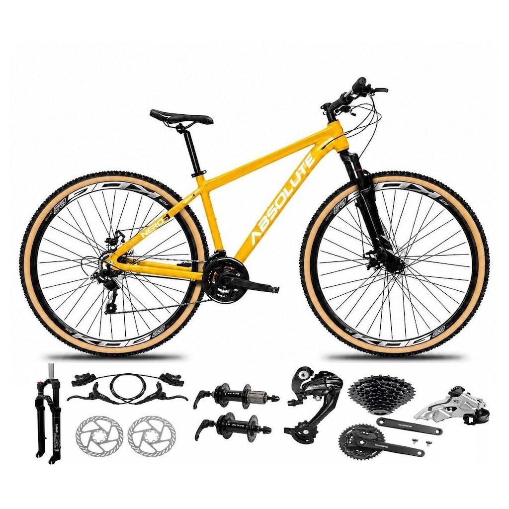 Bicicleta Aro 29 Absolute Nero 6 Câmbios Shimano Altus K7 Freios Hidráulico Garfo c/ Trava 24v
