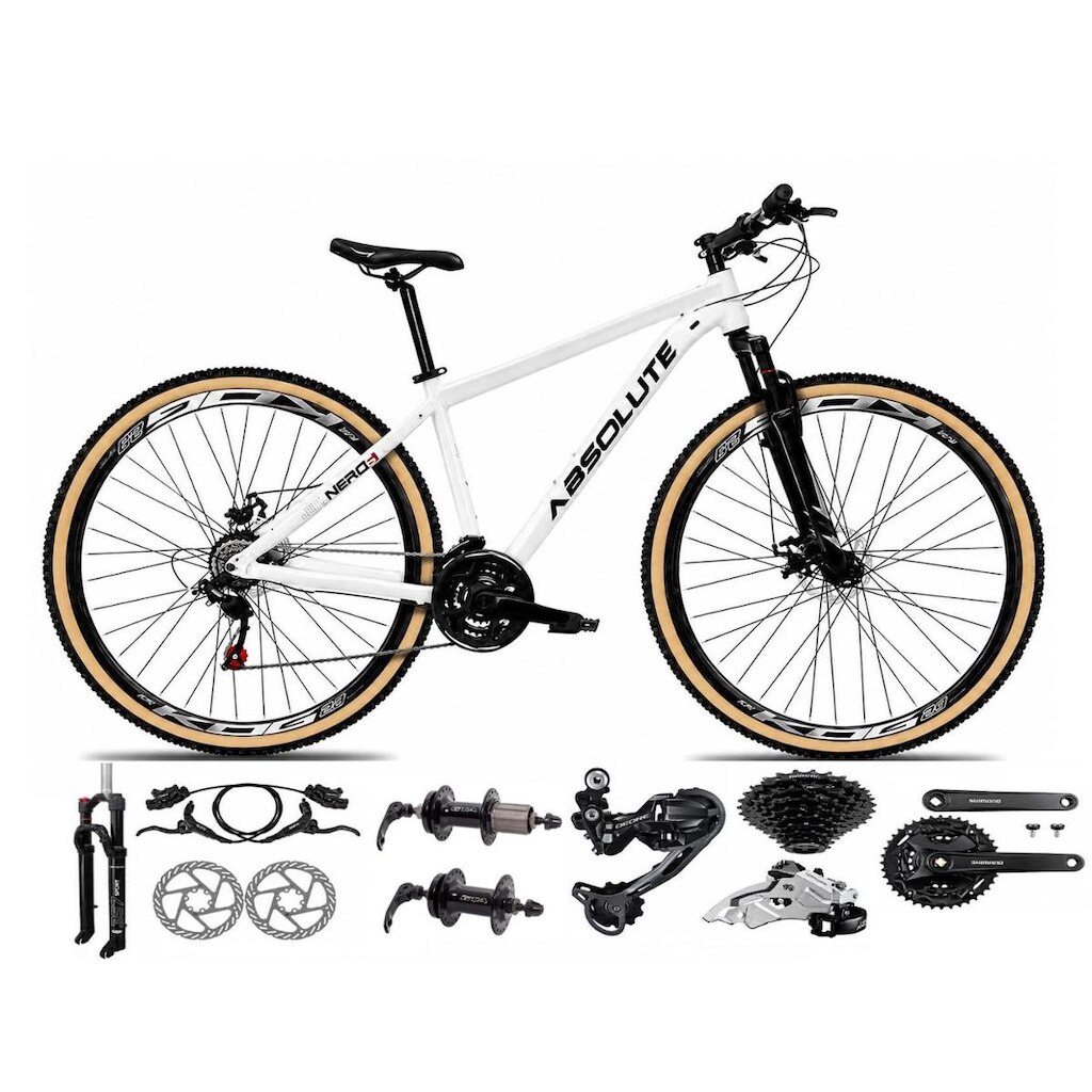 Bicicleta Aro 29 Absolute Nero 6 Câmbios Shimano Deore e Altus 27v Freio Hidráulico K7 Garfo Trava