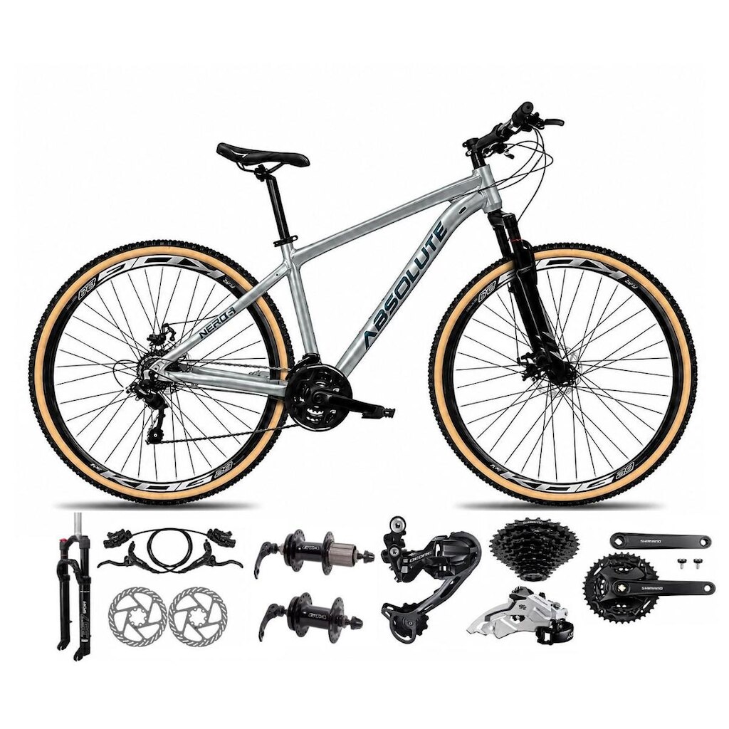 Bicicleta Aro 29 Absolute Nero 6 Câmbios Shimano Deore e Altus 27v Freio Hidráulico K7 Garfo Trava