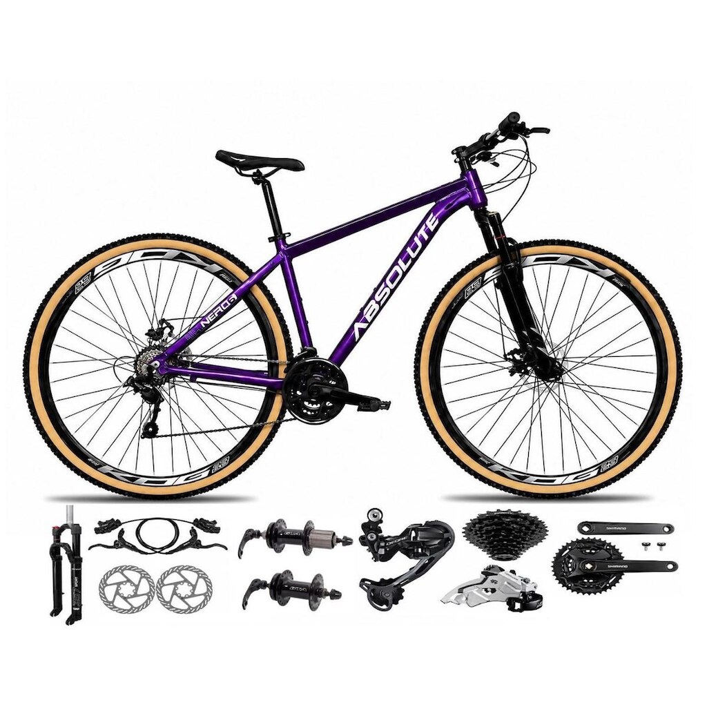 Bicicleta Aro 29 Absolute Nero 6 Câmbios Shimano Deore e Altus Freio Hidráulico 27v K7 Garfo Trava