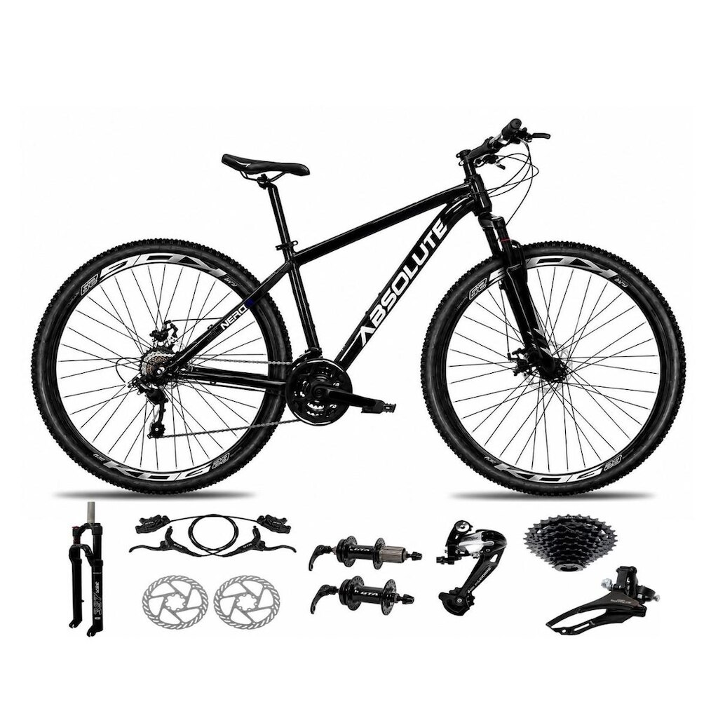 Bicicleta Aro 29 Absolute Nero 6 Freio Hidráulico K7 27v Alumínio Mountain Bike Garfo com Trava