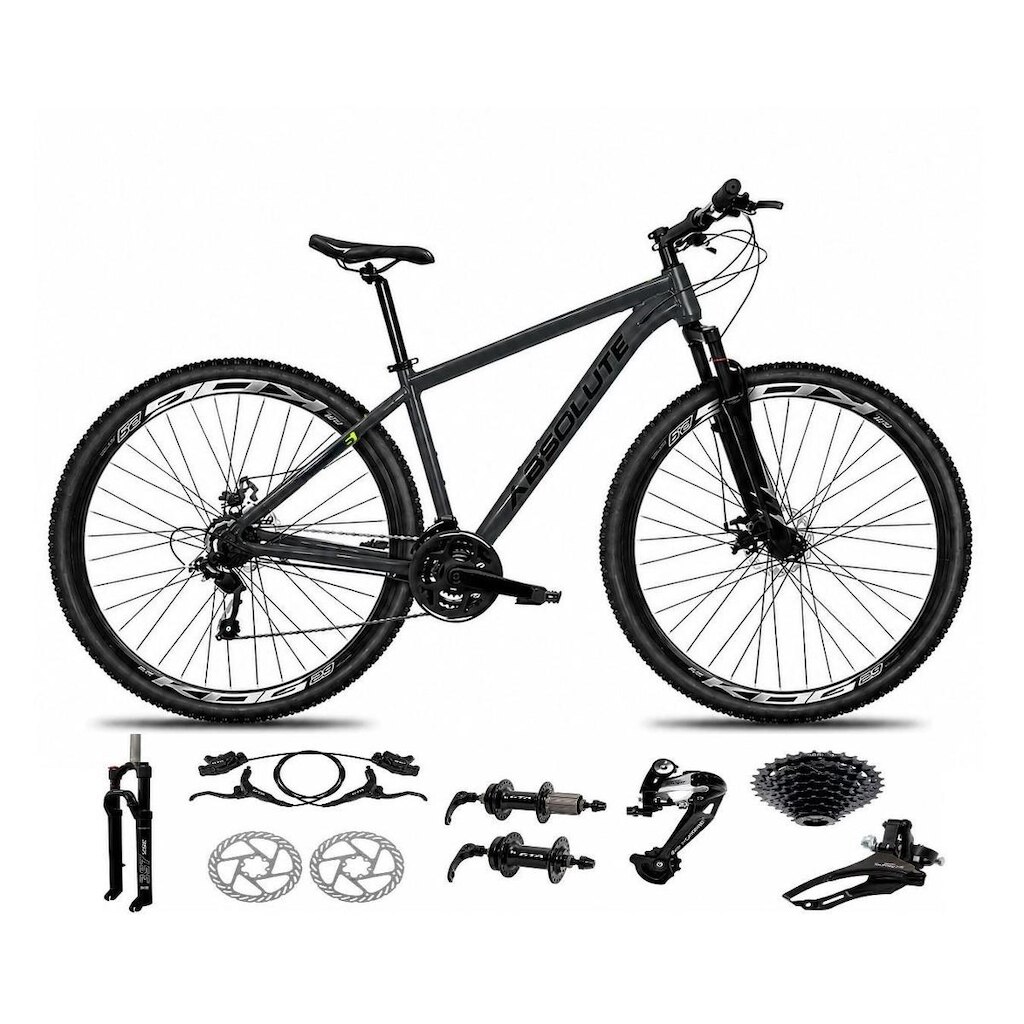 Bicicleta Aro 29 Absolute Nero 6 Freio Hidráulico K7 27v Alumínio Mountain Bike Garfo com Trava