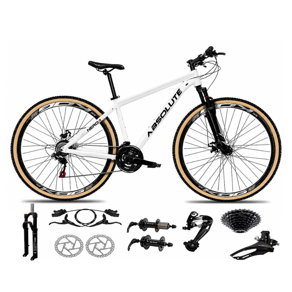 Bicicleta Aro 29 Absolute Nero 6 Freio Hidráulico K7 27v Alumínio Mountain Bike Garfo com Trava