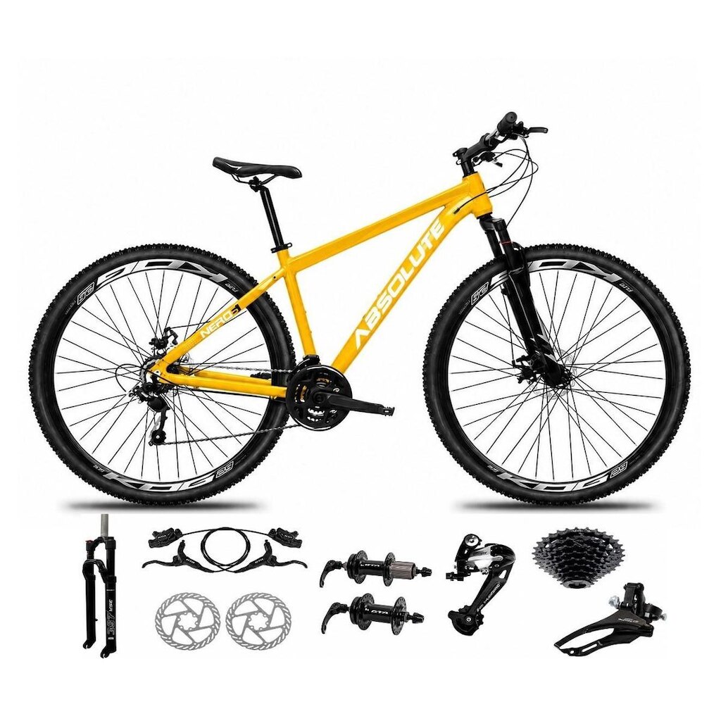 Bicicleta Aro 29 Absolute Nero 6 Freio Hidráulico K7 27v Alumínio Mountain Bike Garfo com Trava