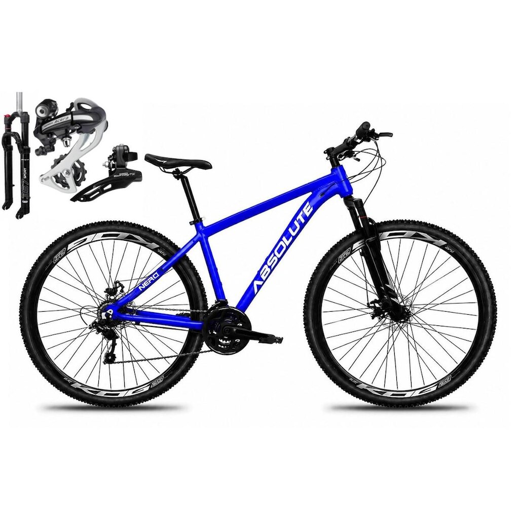 Bicicleta Aro 29 Absolute Nero 6 K7 Câmbio Shimano Acera Garfo com Trava 24v Freio a Disco