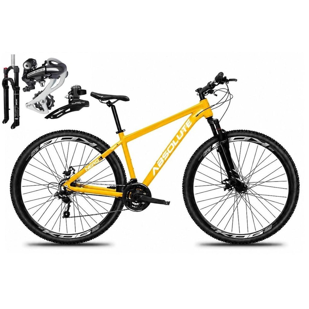 Bicicleta Aro 29 Absolute Nero 6 K7 Câmbio Shimano Acera Garfo com Trava 24v Freio a Disco
