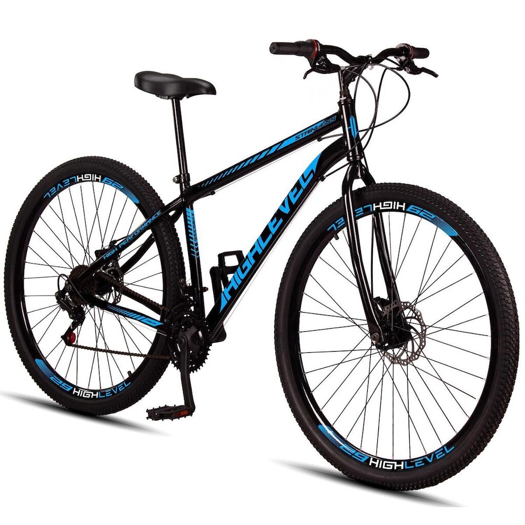 Bicicleta Aro 29 Aço Carbono HighLevel Freios A Disco 21 Vel