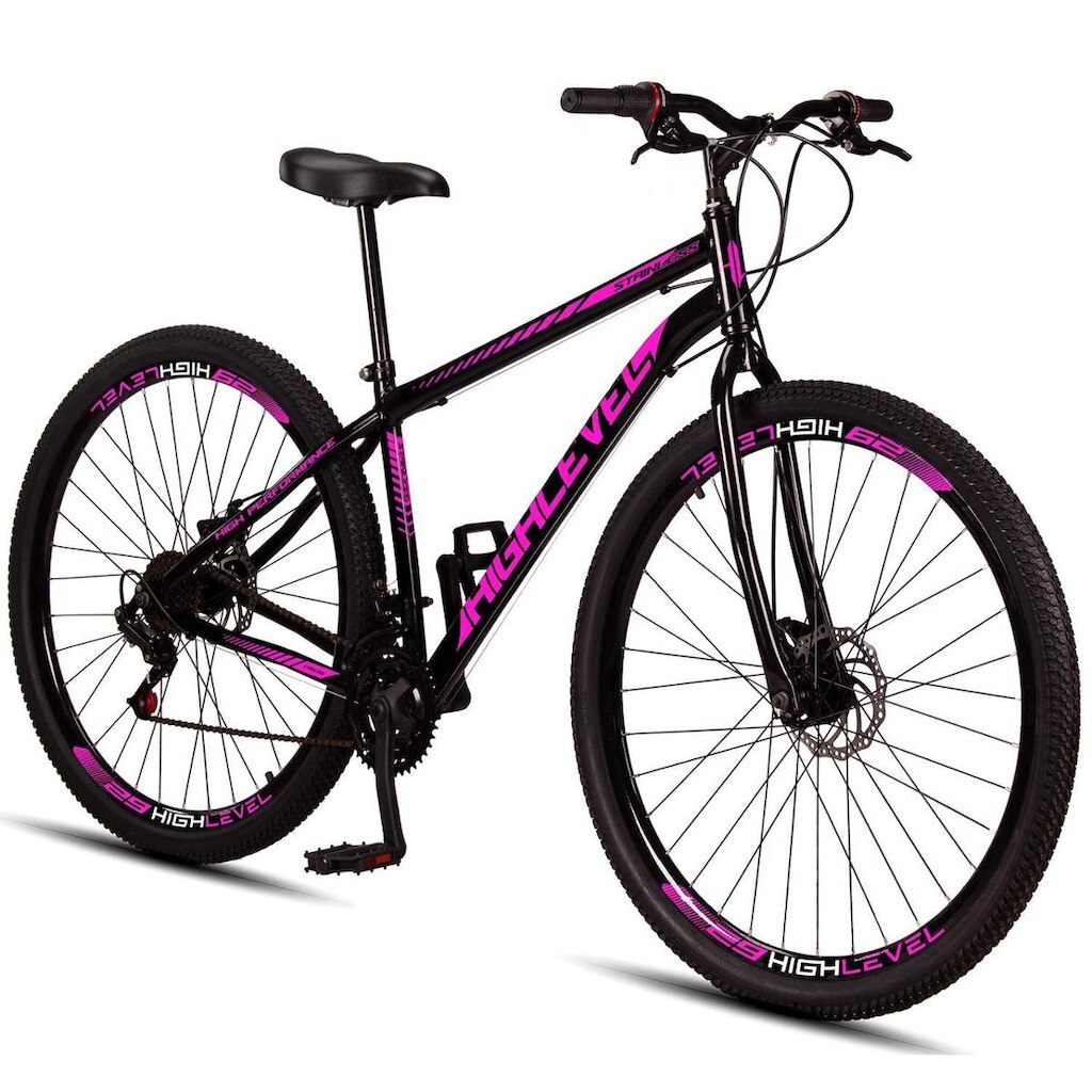 Bicicleta Aro 29 Aço Carbono HighLevel Freios A Disco 21 Vel