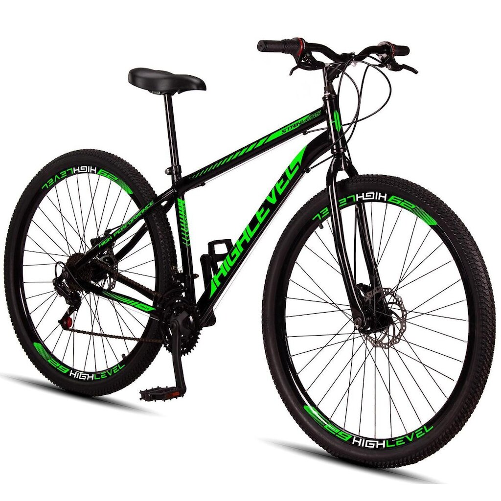 Bicicleta Aro 29 Aço Carbono HighLevel Freios A Disco 21 Vel