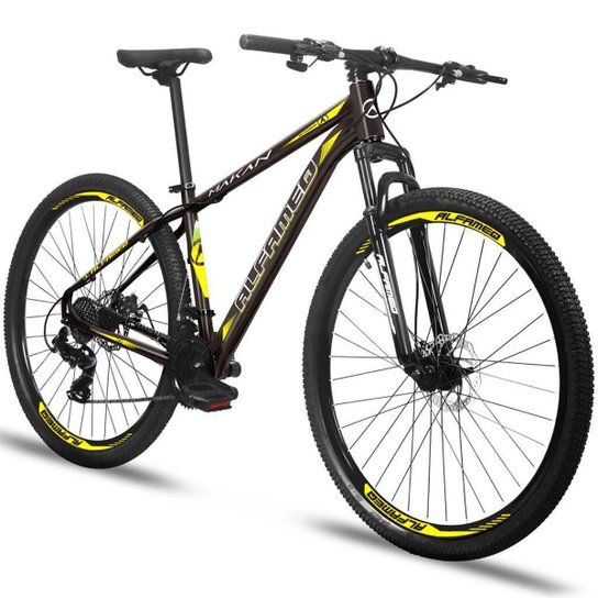 Bicicleta aro 29 alfameq makan freio a disco mecanico 24v - câmbios index - Preto+Amarelo é ruim? Bicicleta aro 29 alfameq makan freio a disco mecanico 24v - câmbios index - Preto+Amarelo é boa?