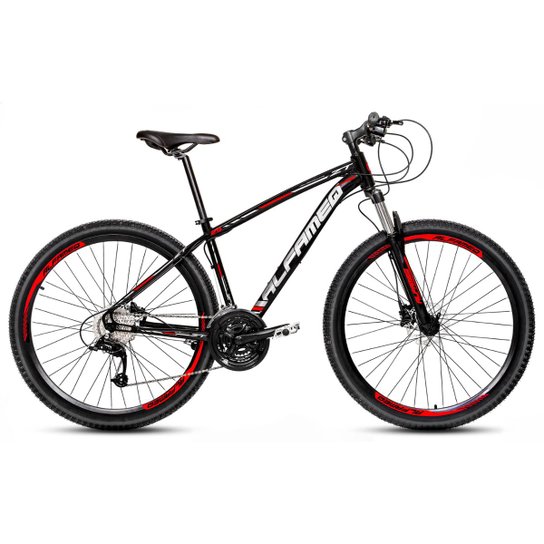 Bicicleta Aro 29 Alfameq Zt Freio a Disco Hidráulico Suspensão Trava 27 Marchas - Preto+Vermelho