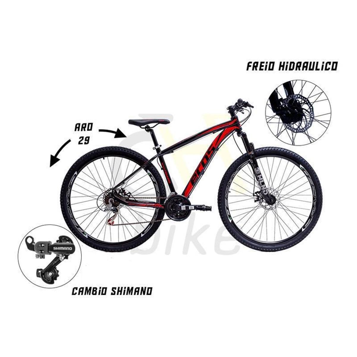 Bicicleta Ecos Touareg Aro 29 Susp. Dianteira 21 Marchas - Preto/vermelho