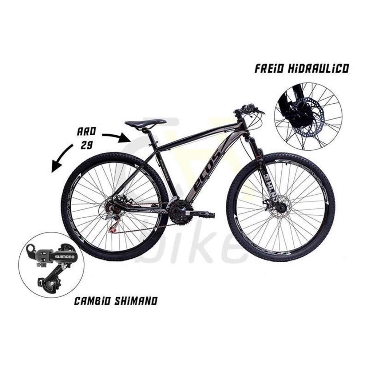 Bicicleta Ecos Touareg Aro 29 Susp. Dianteira 21 Marchas - Cinza/preto