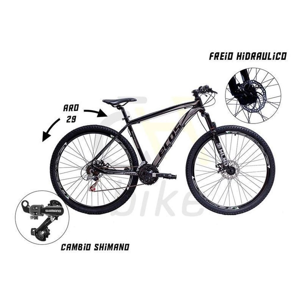 Bicicleta Aro 29 Alumínio Mtb Ecos 21 Marchas Câmbios Shimano Freio A Disco Hidráulicos Com Suspensã