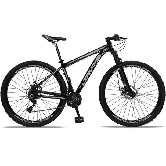 Bicicleta Aro 29 Drais 21V Câmbios e Trocador Shimano Freio a Disco MTB - Preto+Cinza Menor preço em Bicicleta Aro 29 Drais 21V Câmbios e Trocador Shimano Freio a Disco MTB - Preto+Cinza