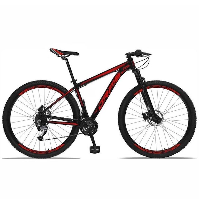Bicicleta Aro 29 Drais 27 Marchas Câmbio Shimano 32r - Preto+Vermelho Menor preço em Bicicleta Aro 29 Drais 27 Marchas Câmbio Shimano 32r - Preto+Vermelho