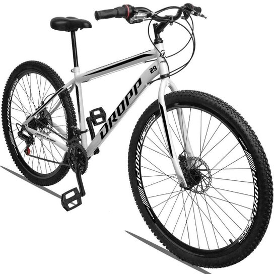 Bicicleta Aro 29 Dropp Sport Aço Freio Disc 21v - Branco+Preto