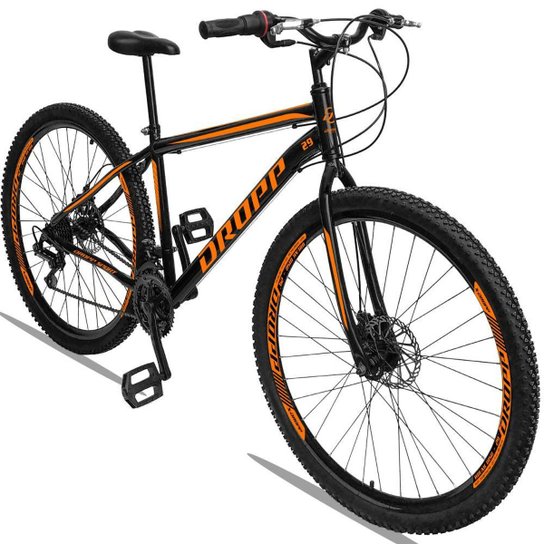 Bicicleta Aro 29 Dropp Sport Aço Freio Disc 21v - Preto+Laranja