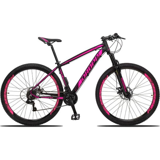 Bicicleta Aro 29 Dropp Z3 Shimano Suspensão Freio Disc 21v - Preto+Rosa