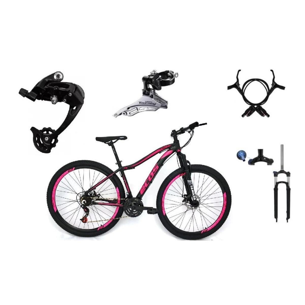 Bicicleta Aro 29 Ecos Safira 27 Marchas, K7, Freios Hidráulicos E Suspensão Trava Menor preço em Bicicleta Aro 29 Ecos Safira 27 Marchas, K7, Freios Hidráulicos E Suspensão Trava