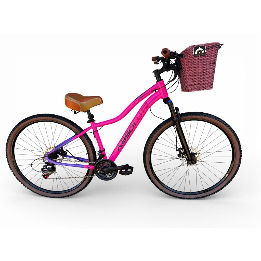 Bicicleta Aro 29 Feminina Absolute Hera Retrô Vintage 21v Alumínio Confortável Cesta Selim 2 Molas