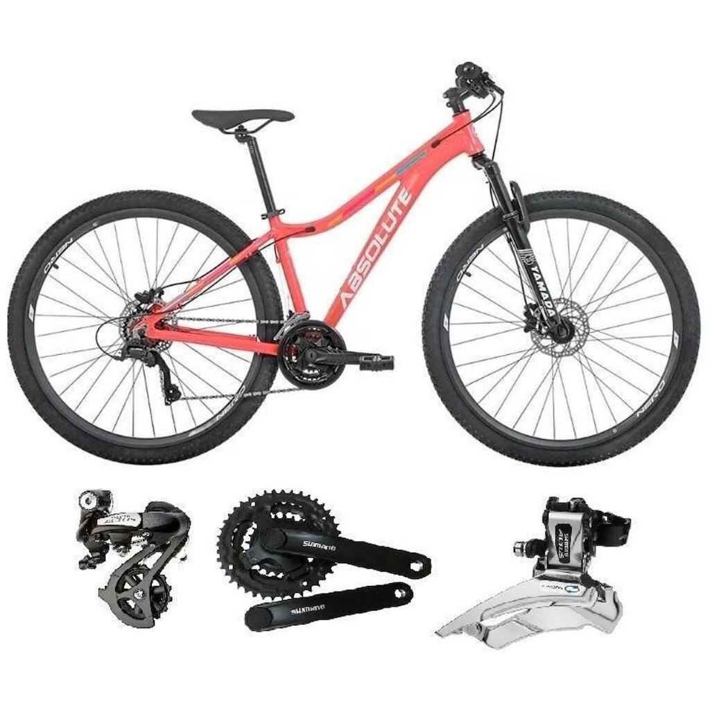 Bicicleta Aro 29 Feminina Absolute Mia 3 Shimano Altus 24v K7 Freio Hidráulico Trava Cabos Internos
