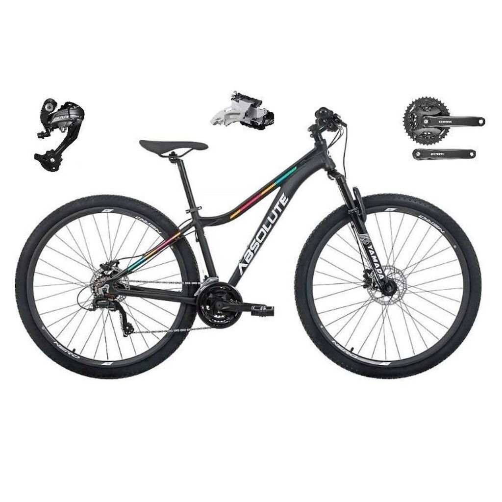 Bicicleta Aro 29 Feminina Absolute Mia 3 Shimano Altus 27v K7 Cabos Internos Freio Hidráulico Trava