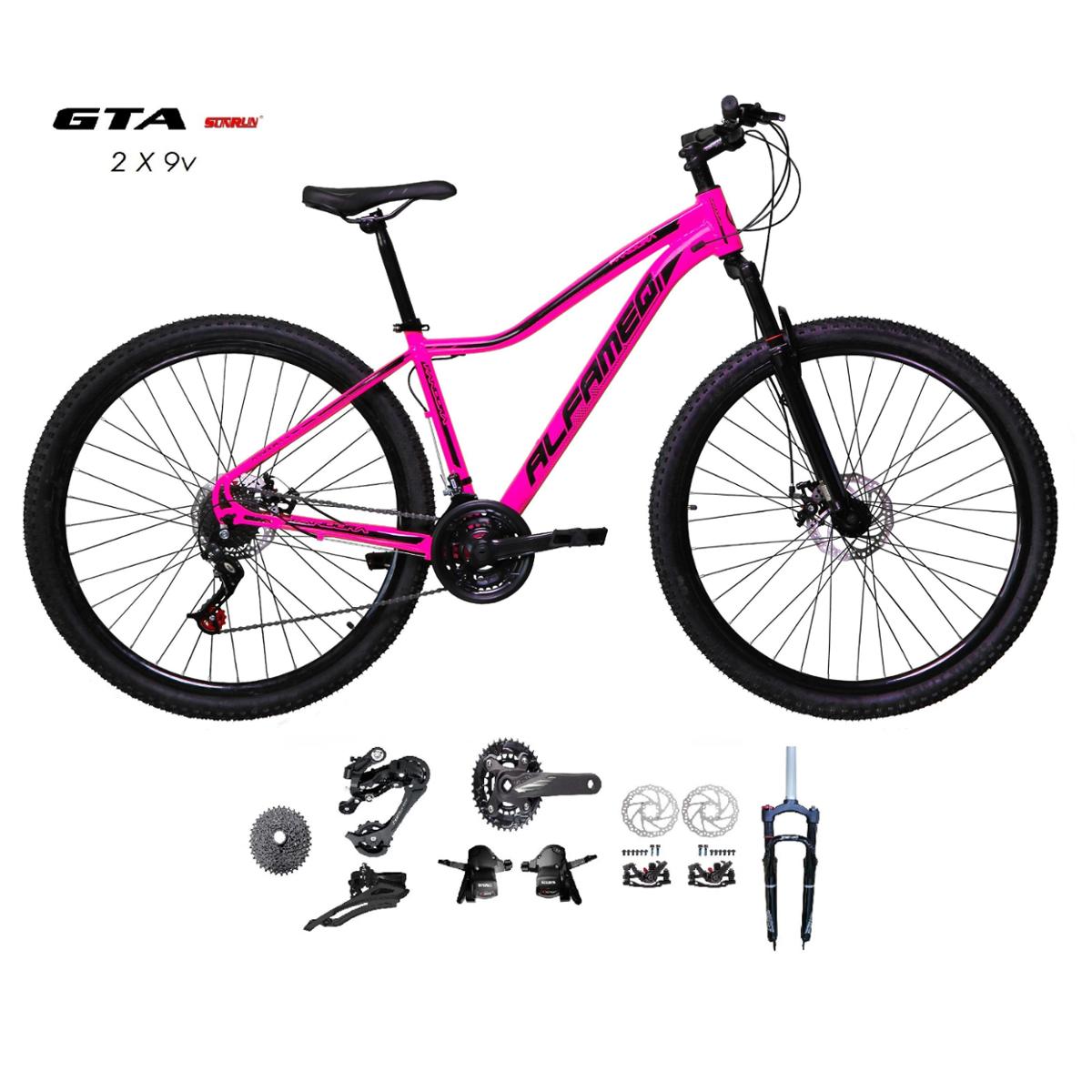 Bicicleta Alfameq Pandora Disc M Aro 29 Susp. Dianteira 18 Marchas - Rosa/preto