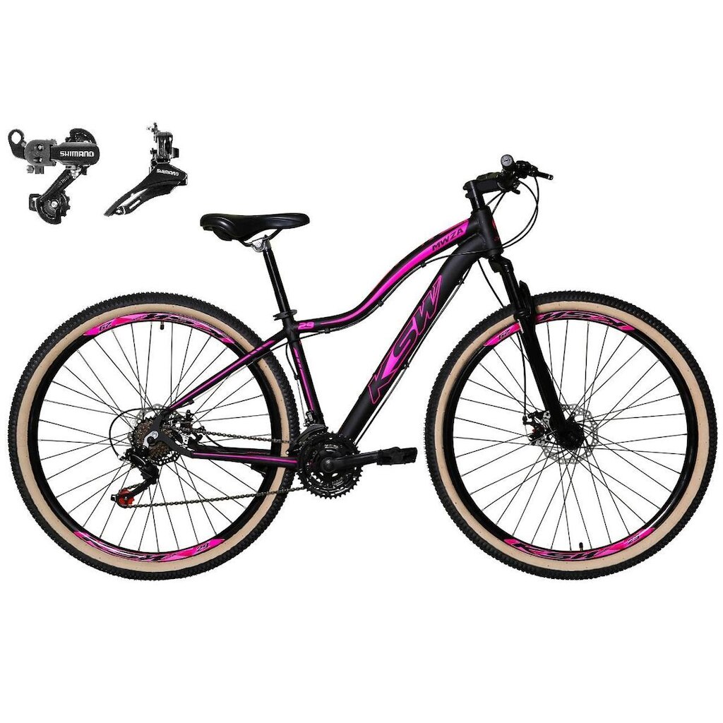 Bicicleta Aro 29 Feminina Ksw Mwza Alumínio 24v Câmbios Shimano Tz Freio a Disco