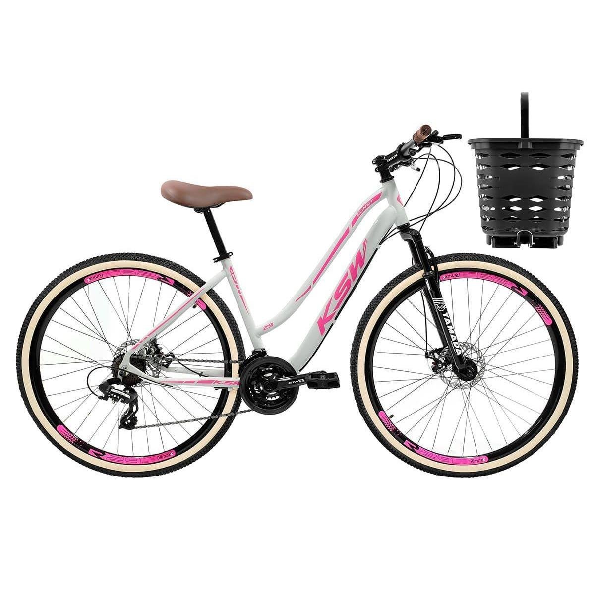 Bicicleta Ksw Xlt Disc M Aro 29 Susp. Dianteira 21 Marchas - Branco/rosa