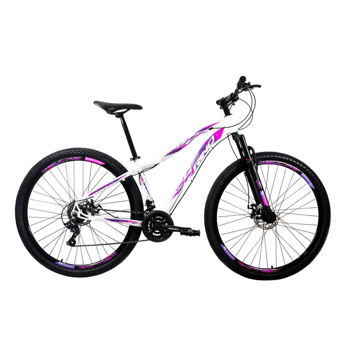 Bicicleta Rino Monalisa Aro 29 Susp. Dianteira 21 Marchas - Branco/rosa
