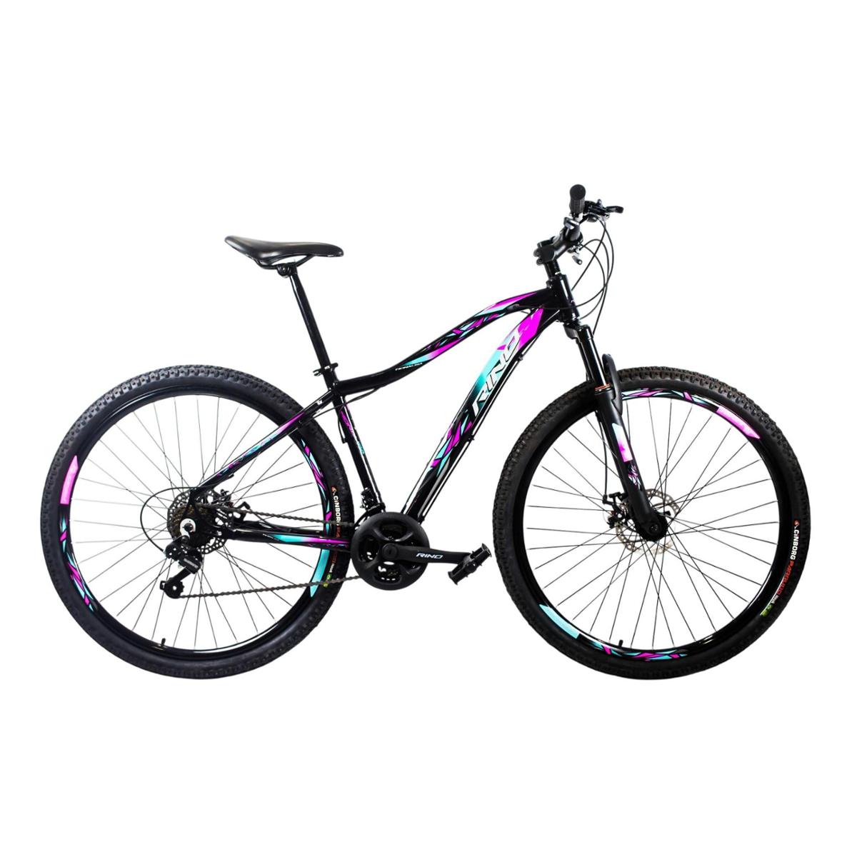 Bicicleta Rino Monalisa Aro 29 Susp. Dianteira 24 Marchas - Azul/preto/rosa