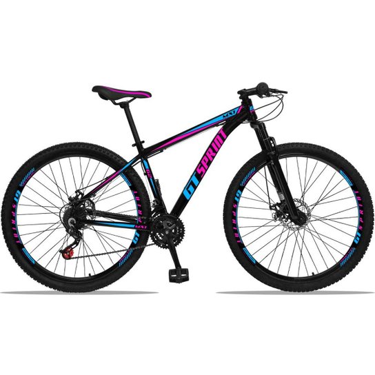 Bicicleta Aro 29 GT Sprint MX1 Alumínio Freio a Disco e Suspensão - Azul+Rosa