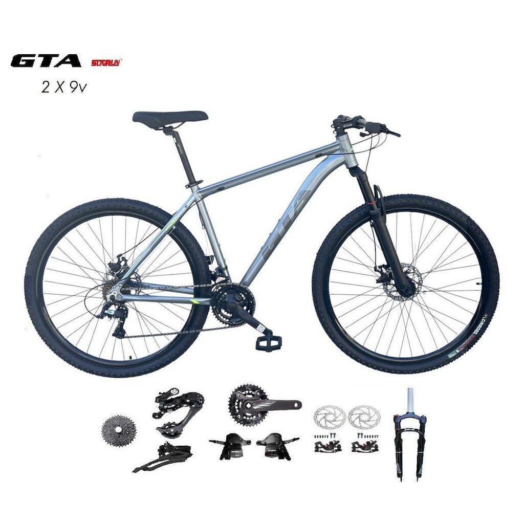 Bicicleta Aro 29 Gta Start Aluminio K7 Kit 2x9 Gta Sunrun Garfo com Trava Freio Disco