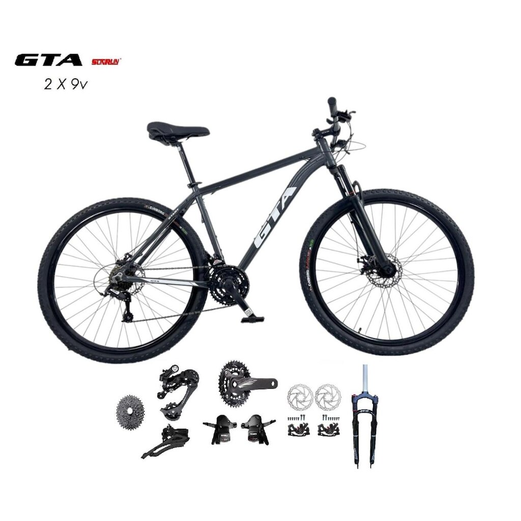 Bicicleta Aro 29 Gta Start Aluminio Kit 2x9 Gta Sunrun K7 Freio Disco Garfo com Trava