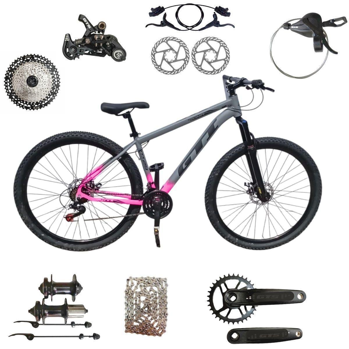 Bicicleta Gti Aro 29 Susp. Dianteira 12 Marchas - Rosa