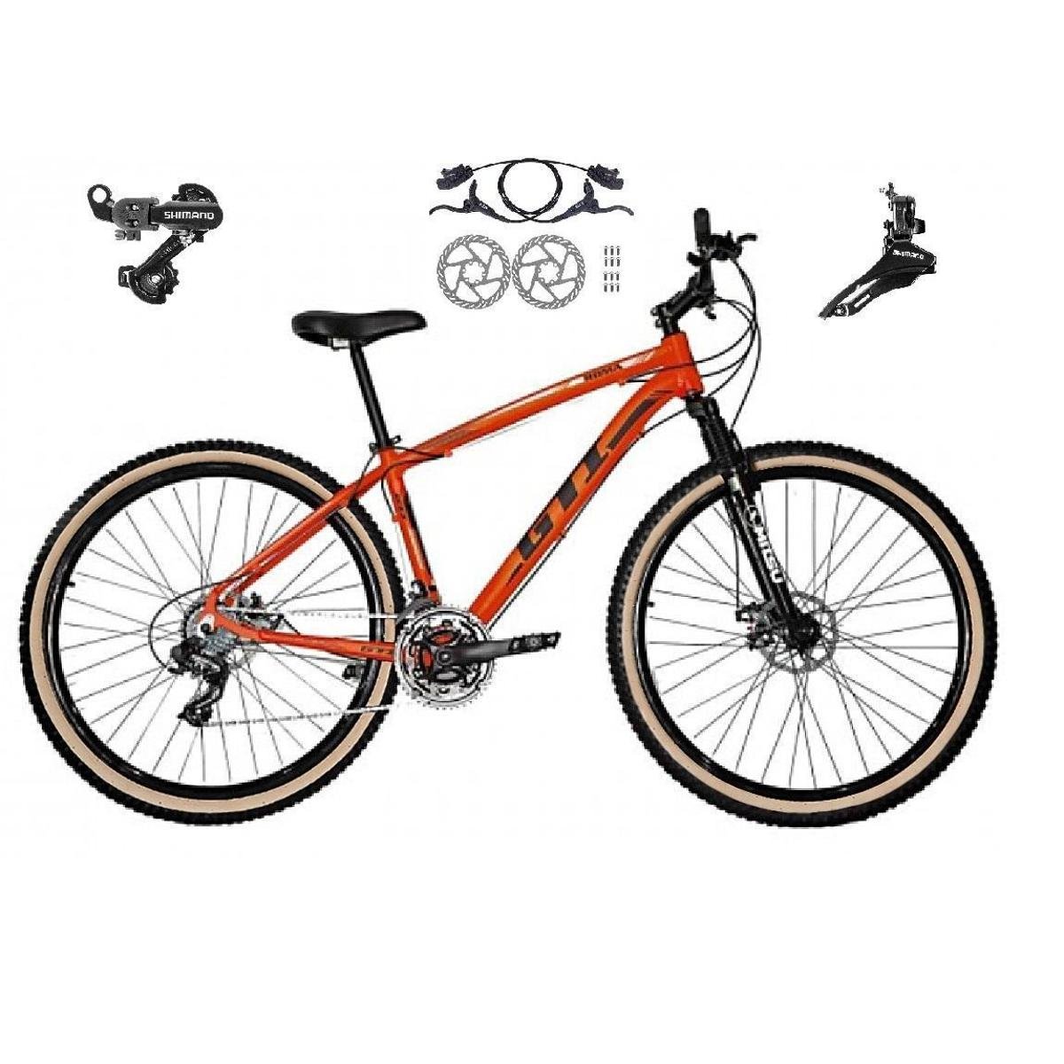 Bicicleta Gti T21 Disc H Aro 29 Susp. Dianteira 21 Marchas - Laranja