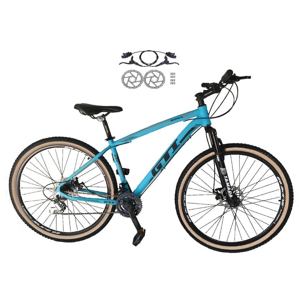 Bicicleta Aro 29 Gti Roma 21v Alumínio Freios a Disco Hidráulicos Suspensão Dianteira