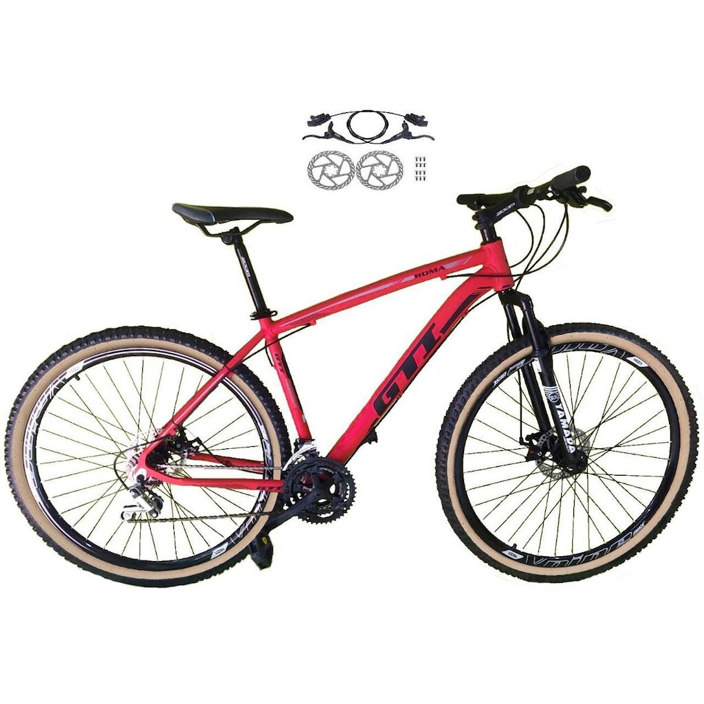 Bicicleta Aro 29 Gti Roma 21v Alumínio Freios a Disco Hidráulicos Suspensão Dianteira