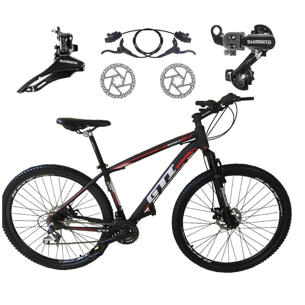 Bicicleta Aro 29 Gti Roma 21v Câmbios Shimano Freio a Disco Hidráulico Alumínio Garfo Com Suspensão